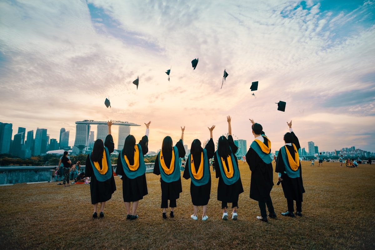 Students on an international university campus